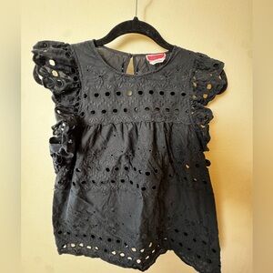 Kate Spade Black Eyelet Top size S